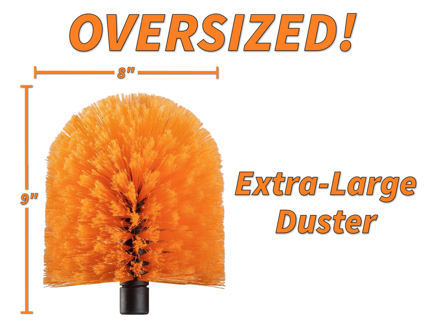 Cobweb Duster Head Brush // Big and Puffy Spider Web Brush for Outdoor & Indoor Web Cleaning // Twist-On Corner Duster Fits Standard Acme Threaded Extension Poles // Best Cobweb Brush Head (No Pole)