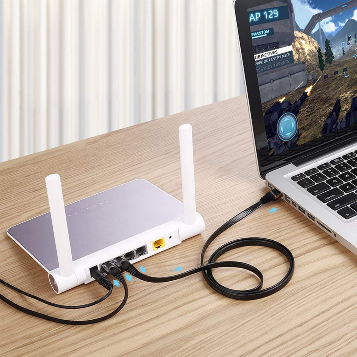 Cat 8 Ethernet Cable 75 FT, BUSOHE 40Gbps 2000MHz Cat8 High Speed Flat Internet Network Patch Cord, SFTP Shielded LAN Wire with Gold Plated RJ45 Connector, with Clips, for Outdoor Indoor- 75FT Black