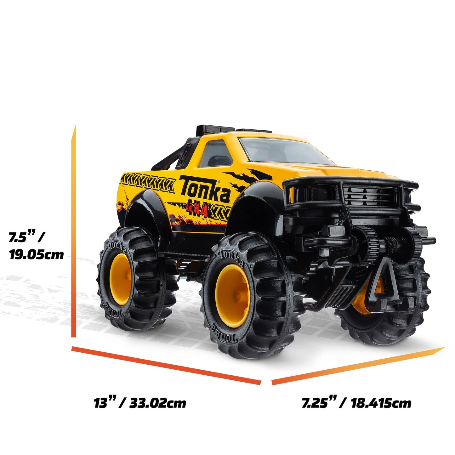 Tonka Steel Classics, Classic 4x4 Pickup Truck – Made with Steel and Sturdy Plastic, Yellow Friction Powered, Boys and Girls, Toddlers Ages 3+, Big Construction Vehicle, Birthday Gift, Holiday