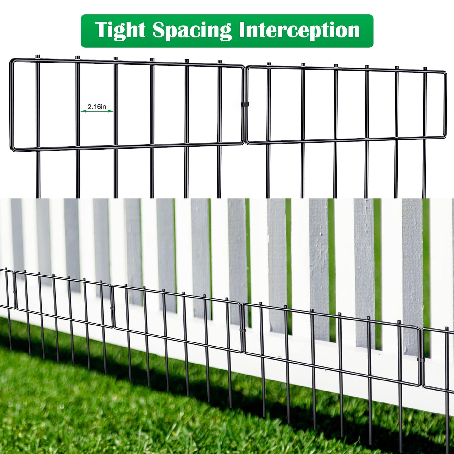 19 Pack Animal Barrier Fence, 17 in(H) X 20 Ft(L) Decorative Garden Fencing, Rustproof Metal Wire Garden Fence Border, Dog Rabbits Ground Stakes Fence for Landscape Patio.