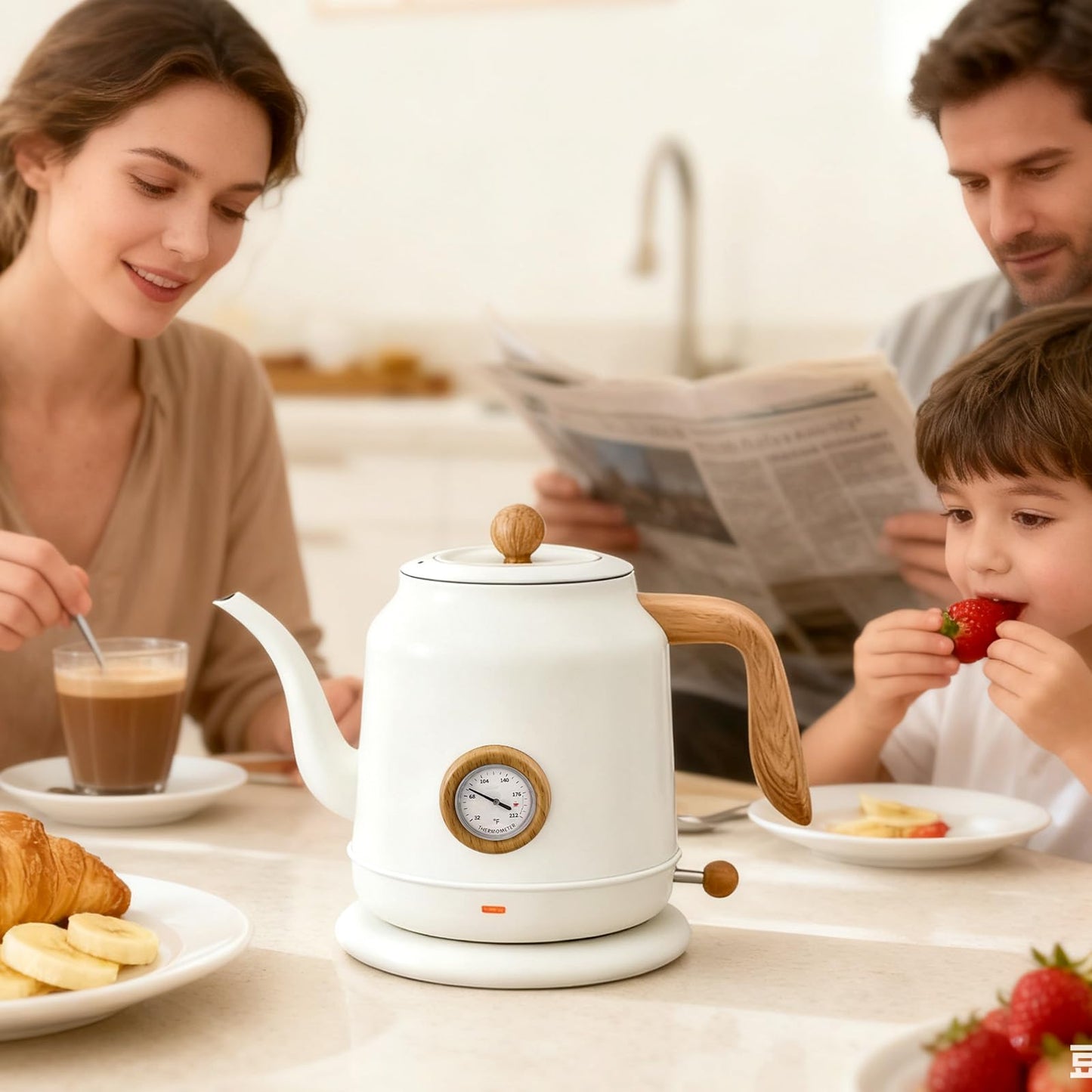 1.2L Electric Kettle, Gooseneck Kettle,Tea Pot with thermometer, Teapot Water Boiler Gooseneck Electric Kettles for Coffee & Tea