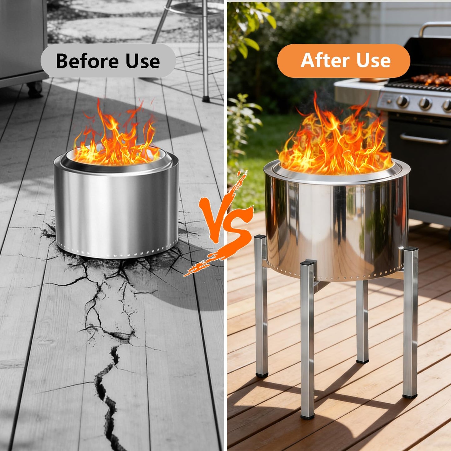 Fire Pit Stand for Solo Stove Bonfire and other 19.5" outdoor Fire Pits | Stainless Steel | Fit for outdoor Camping, Backyard Gatherings & Tailgating