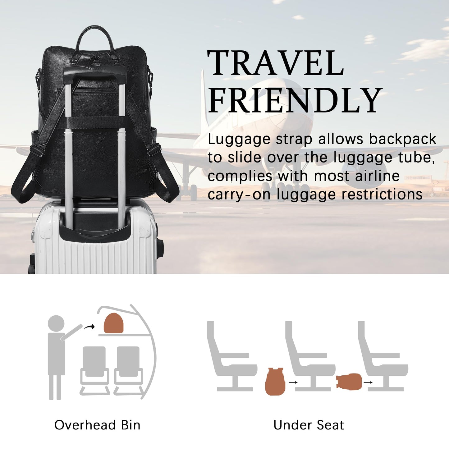 Shrrie Laptop Backpack for Women Vegan Leather 15.6 inch Laptop Bag Large Travel Backpack Purse for Business College Work Brown3