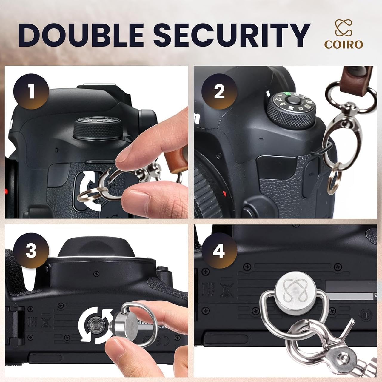 C Coiro Camera Harness for 2 Cameras – Dual Shoulder Leather Camera Strap – Double Camera Harness for DSLR/SLR, Brown, One Size