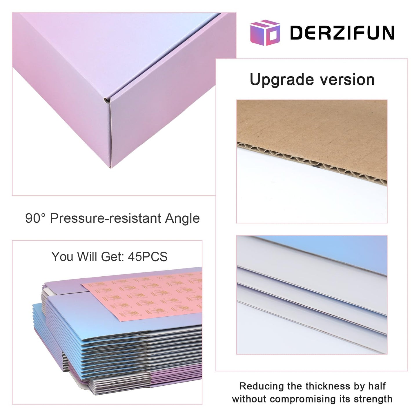 DERZIFUN 4x4x2 Inch Purple Shipping Boxes for Packaging Small Business, 45 Pack Mailer Boxes Corrugated Cardboard Mailing Box