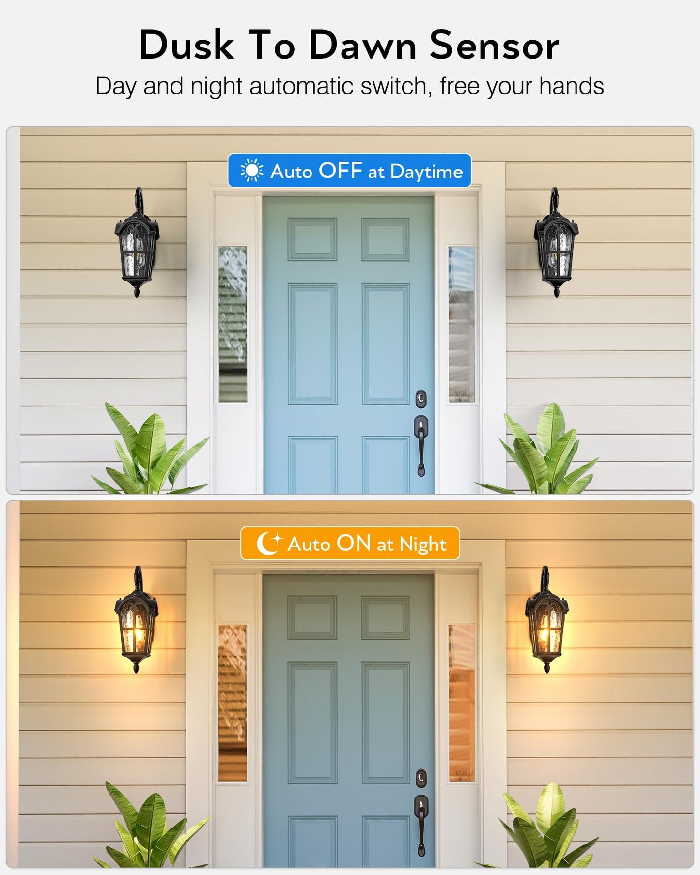 VIANIS Outside Lights for House, Dawn to Dusk Light Fixture, Black Classic Wall Lantern Fixture with Water Ripple Glass, 100% Aluminum Outdoor Sconce Lights Wall Mount, Coach Light for Garage Porch
