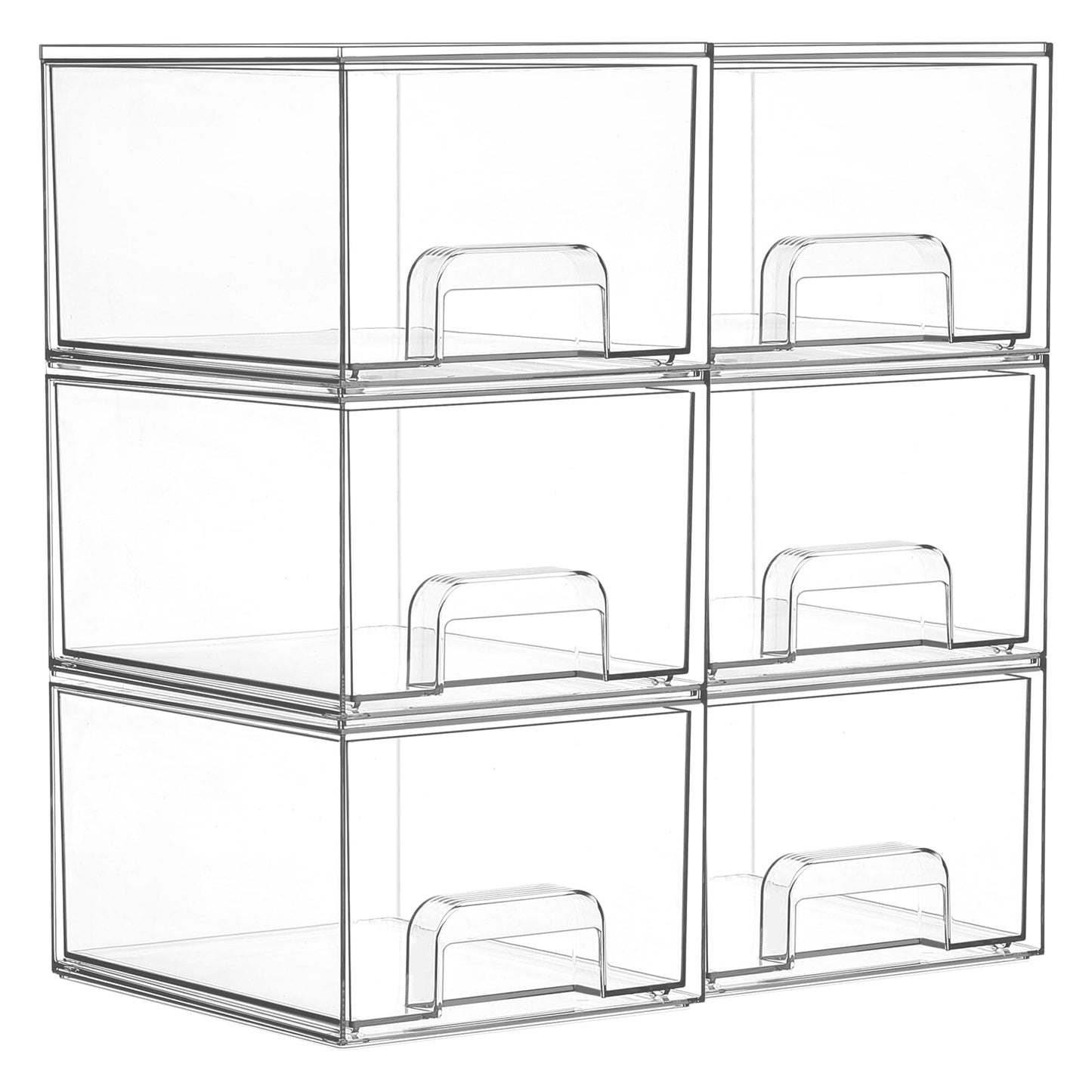 Vtopmart 6 Pack Small Stackable Storage Drawers, Acrylic Organiser, Storage and Organisation for Dresser, Bathroom, Cosmetics, Kitchen, Storage Cabinet
