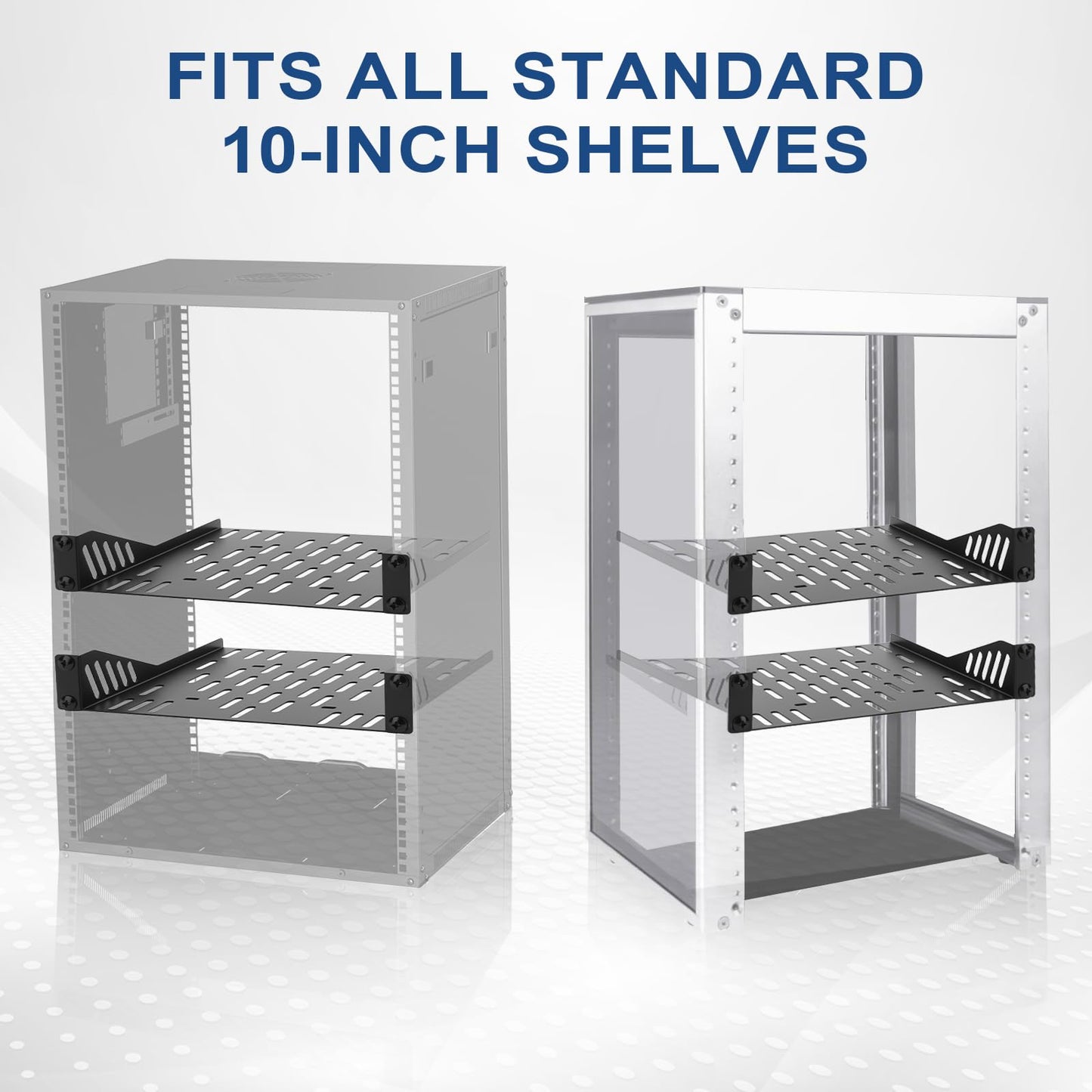 2 Pcs 10 inch 1U Server Rack Shelf,Heavy Duty Vented Rack Mount Shelf for 10" Server Rack & Cabinet,7.87" Depth Shelf with Enhanced Airflow for Network Equipment,Computer Racks & Cabinets
