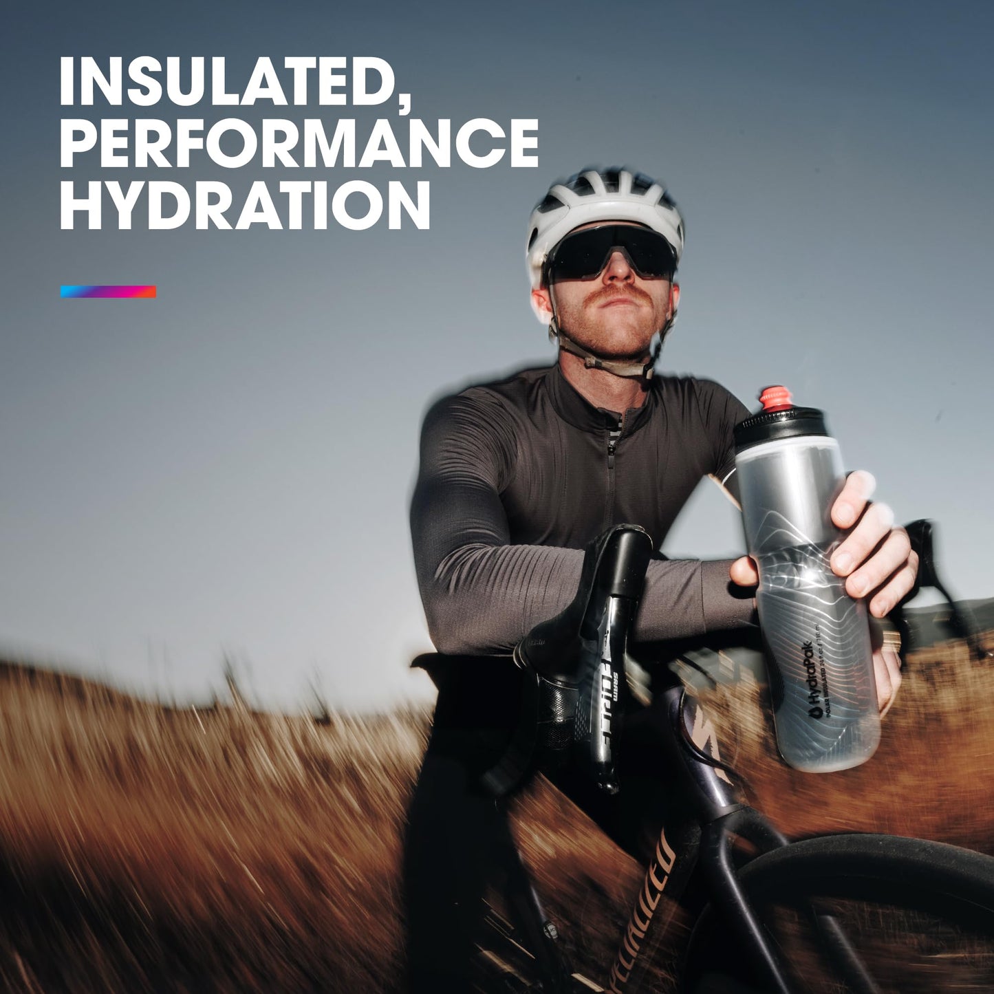 HydraPak Polar Surge Insulated Bike Water Bottle 2-Pack - High Flow, Cycling & Sports Squeeze Bottle (Silver, 600ml / 20oz)