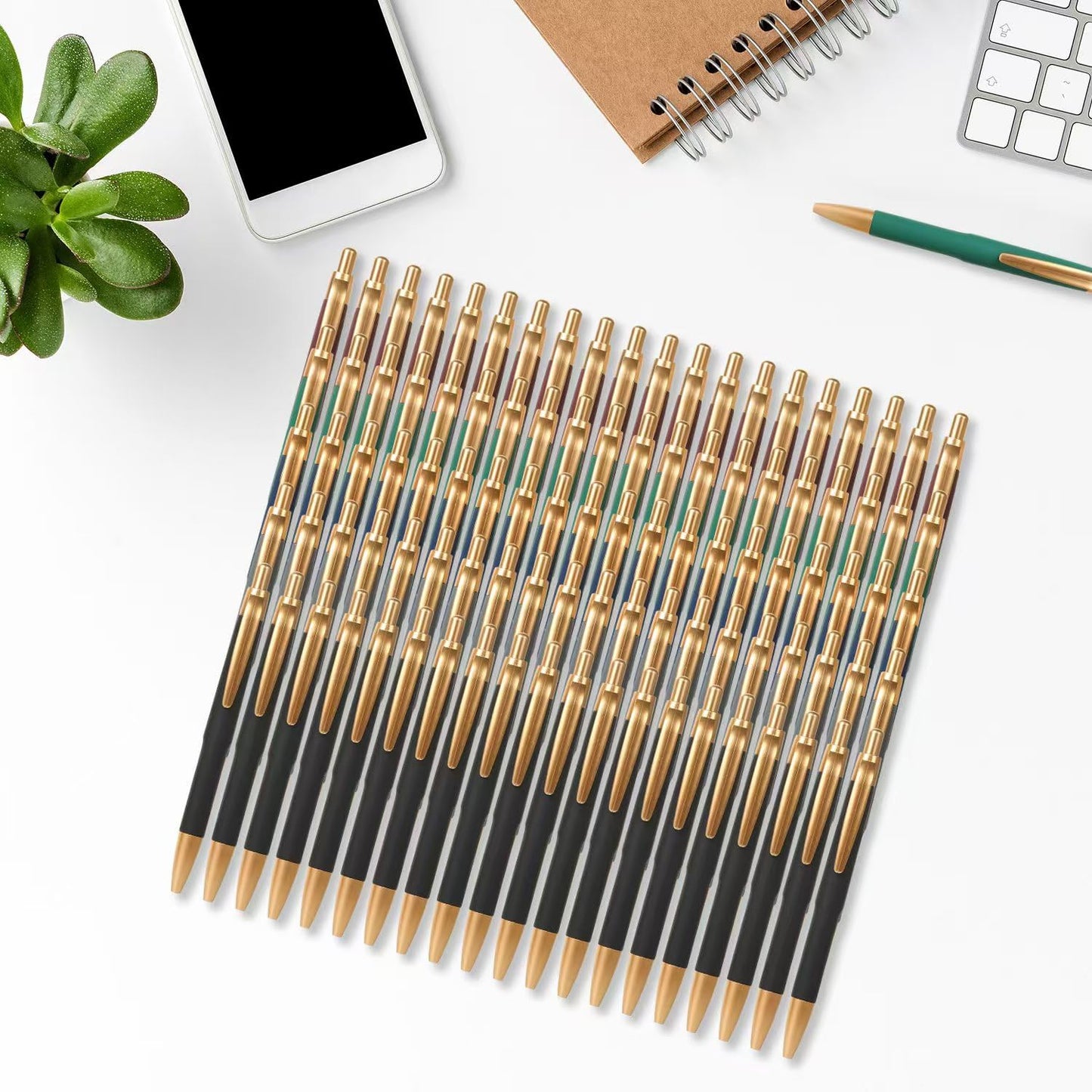 Aozora 100 Pack Retractable Ballpoint Pens, Black Ink, Medium Point 1.0 mm, No Bleed, Smooth Writing, Click Pens, Box of Pens