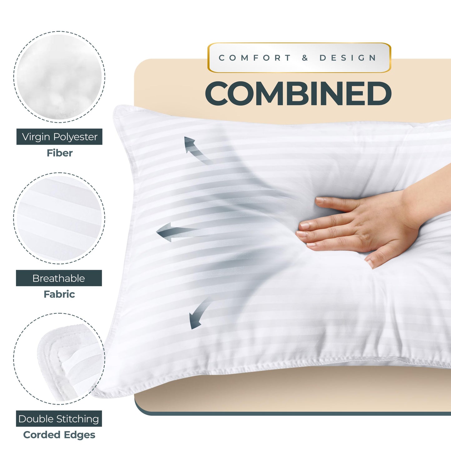 Utopia Bedding Pillows Queen Size 2 Pack – Soft, Supportive Hotel Quality Bed Pillow, Down Alternative Cooling Pillow for Side, Back or Stomach Sleepers, Premium Queen Pillows