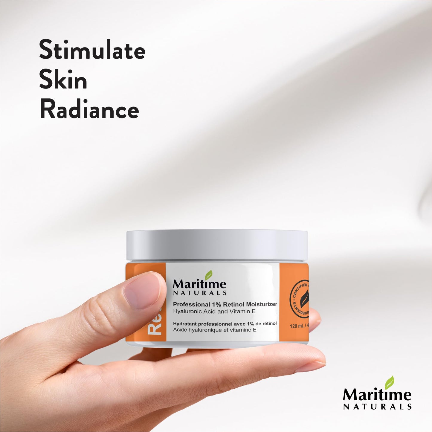 Maritime Naturals Retinol Moisturizer with Hyaluronic Acid & Vitamin E, Face Cream for Women and Men, Organic Ingredients (2 x 120ml) Born in Nova Scotia, Canada