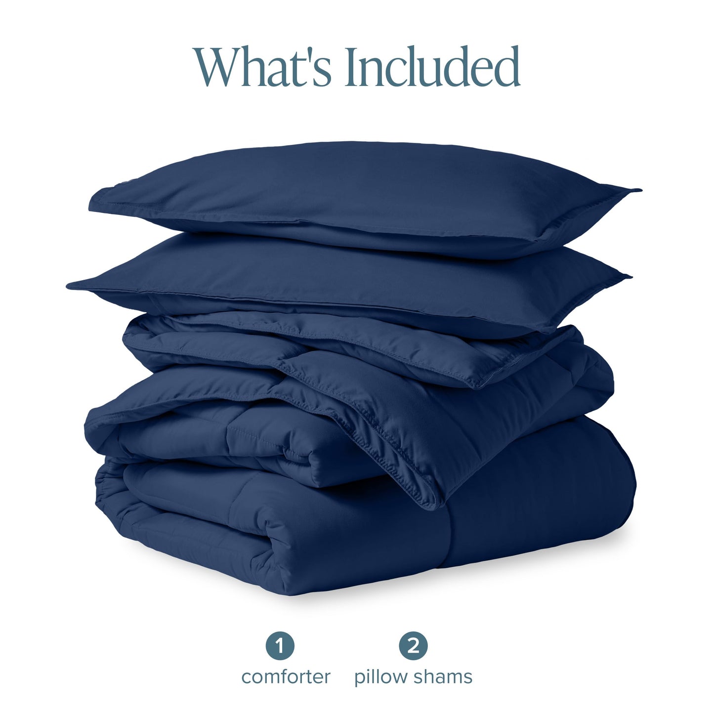 Bare Home Comforter Set - Full Size - Ultra-Soft - Premium 1800 Series - All Season Warmth (Full, Dark Blue)
