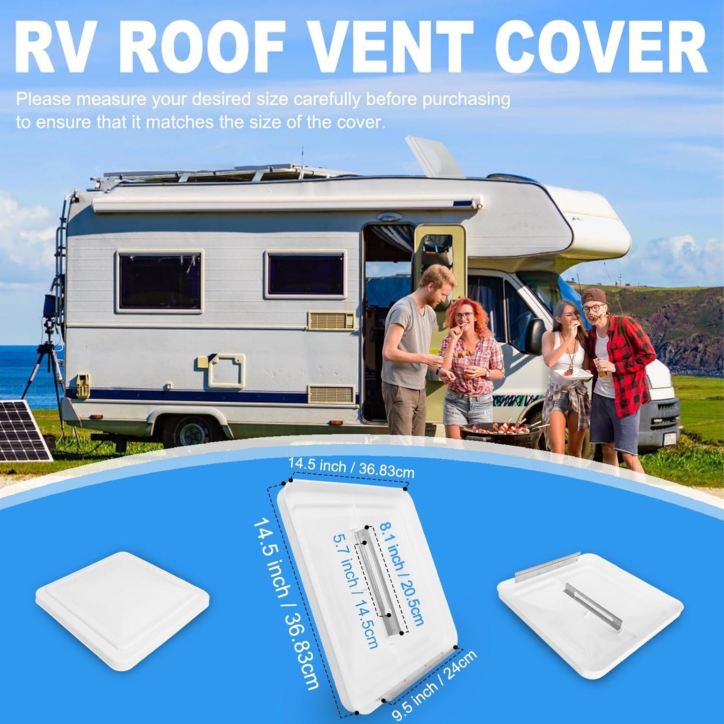 Podoy 14 Inch Roof Vent Cover for RV, Universal Camper Trailer Roof Vent Lid for Vortex Vent Fan Motorhome Trailer- Polypropylene White