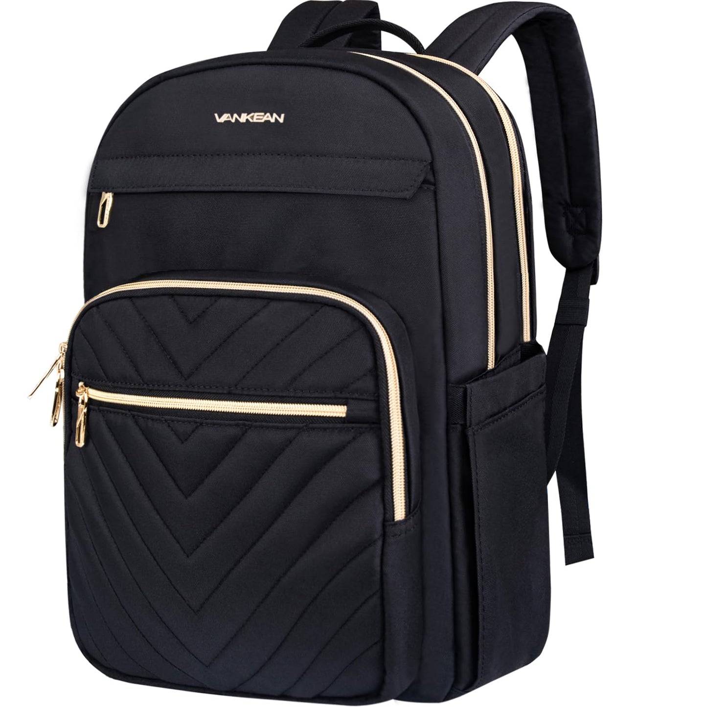 VANKEAN Laptop Backpack for Women Men Work Laptop Bag Fashion with USB Port, Daypacks for College, Business (Black, 15.6 Inch)