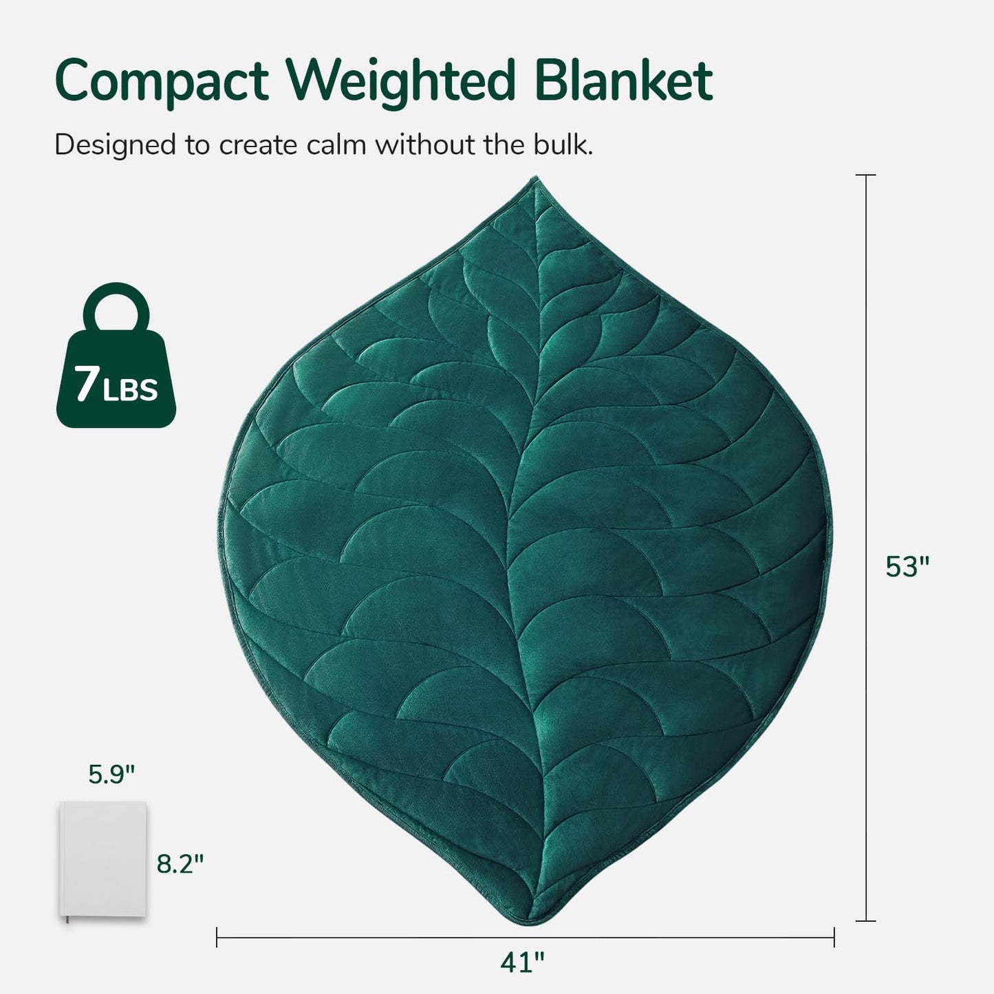 Kaisa Weighted Lap Blanket 7 lbs 41" x 53", Small Weighted Blanket for Adults, Cozy Luxury Crystal Velvet Weighted Blanket for Relaxation, All-Season Blanket, Machine Washable, Green