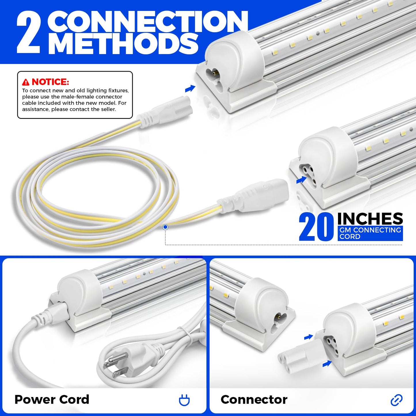 Barrina T8 Grow Lights for Indoor Plants, 5000K White Full Spectrum Grow Light Strip, 60W(4 x 15W), 1FT Plant Light for Greenhouse Indoor Growing, V-Shape with Reflector, Linkable, 4 Packs