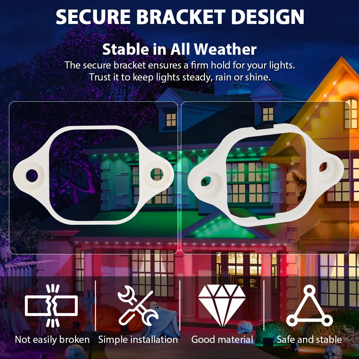 for Govee 100FT Pro (Model H706 ONLY) | 60-Pack Permanent Light Mounting Brackets | Screws NOT Included (Specs Provided) | Ideal for Soffit/Eaves
