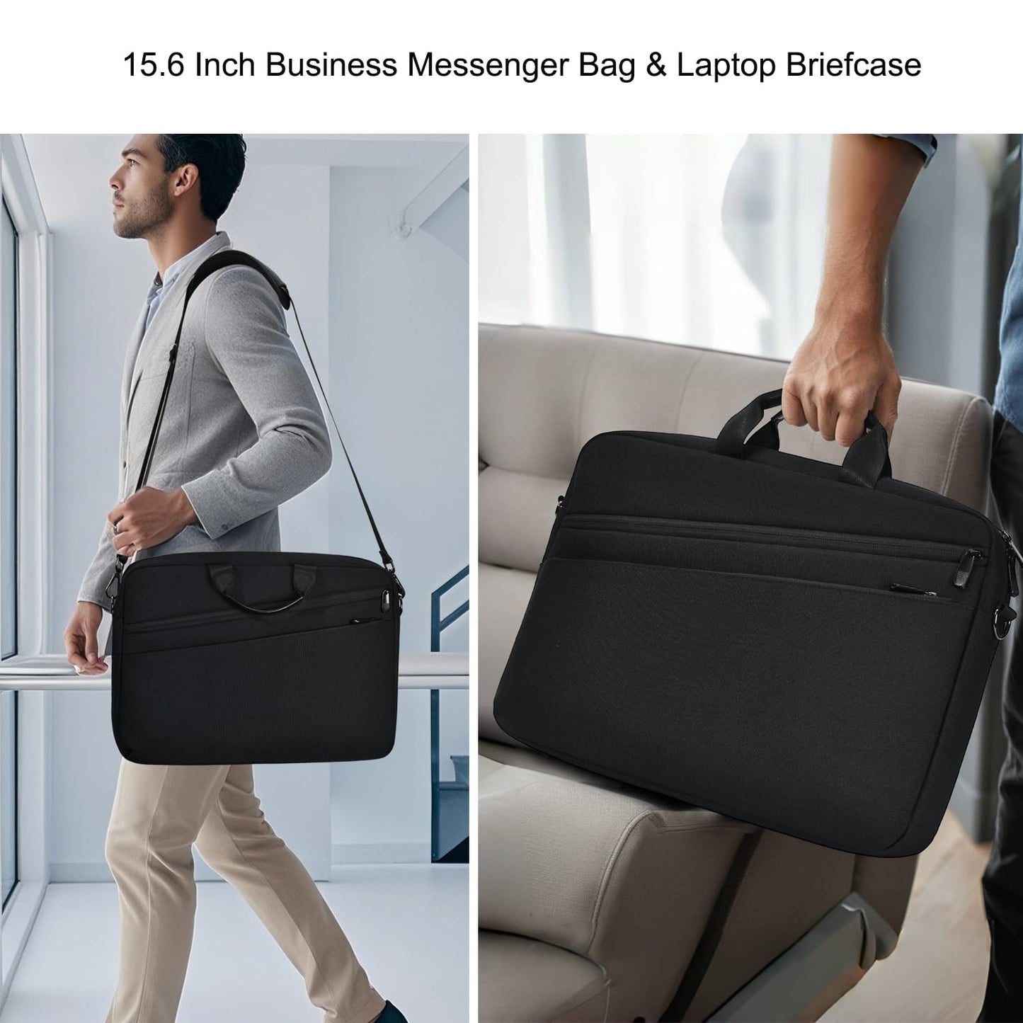 15.6 Inch Business Laptop Bag for Men & Women, Waterproof Polyester Briefcase for Work, Commute, Travel