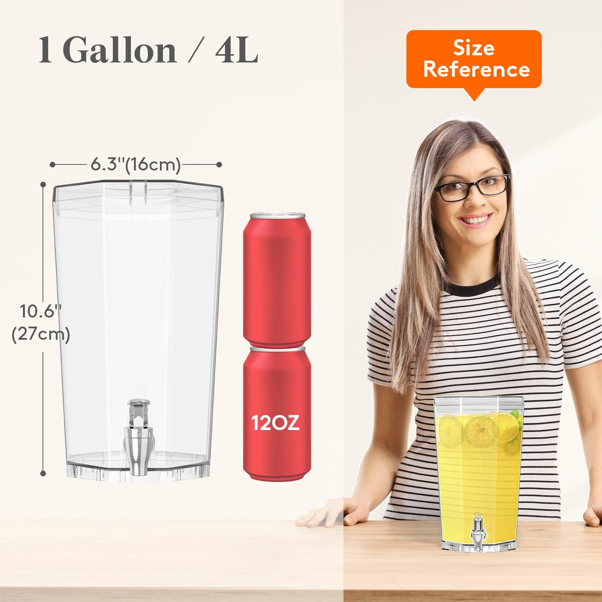 Lifewit 1 Gallon Plastic Drink Dispenser for Parties 2 Pcs (in 1 Package), Clear Beverage Container for Juice/Tea/Soda, Lemonade Dispenser with Spigot, BPA Free Drink Pitcher with Spout