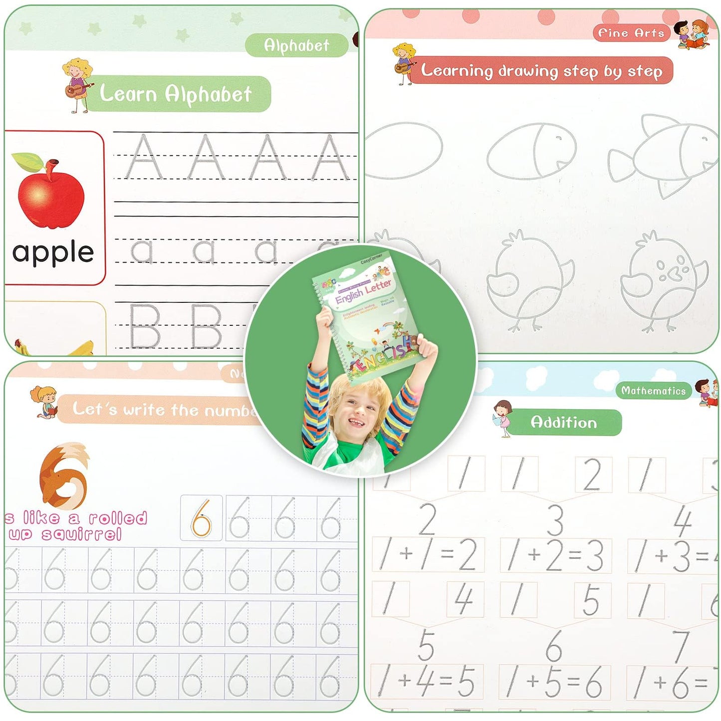 Magical Handwriting Workbooks Handwriting Practice Copybook Aid Magic Pen Reusable Copybook Grooves Template Design for Children Books Suitable for Children's Learning