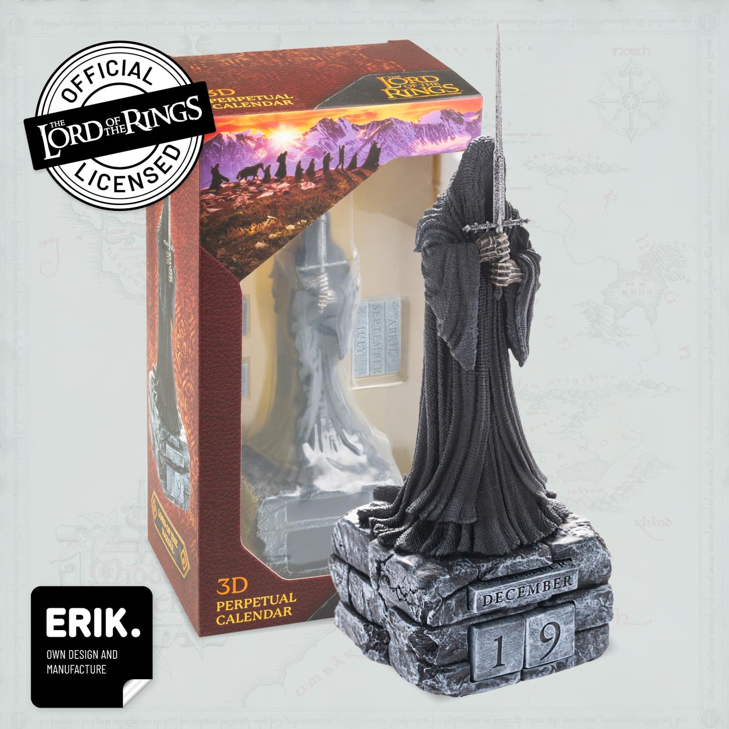 Grupo Erik: Lord of the Rings Calendar | Lord of the Rings Nazgul Table Calendar, Perpetual Calendar 9 x 9 x 23 cm, LOTR Gadget, Angmar Warlock King 3D Calendar