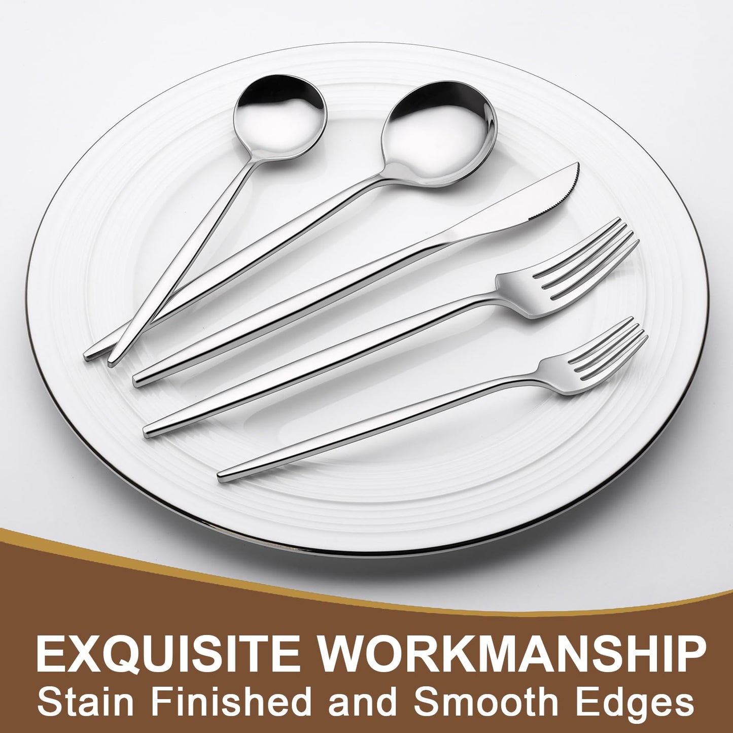 Silverware Set 30 Piece, Wildone Stainless Steel Flatware Set Service for 6, Cutlery Utensil Sets for Home Restaurant, Include Knife Fork Spoon Set, Dishwasher Safe