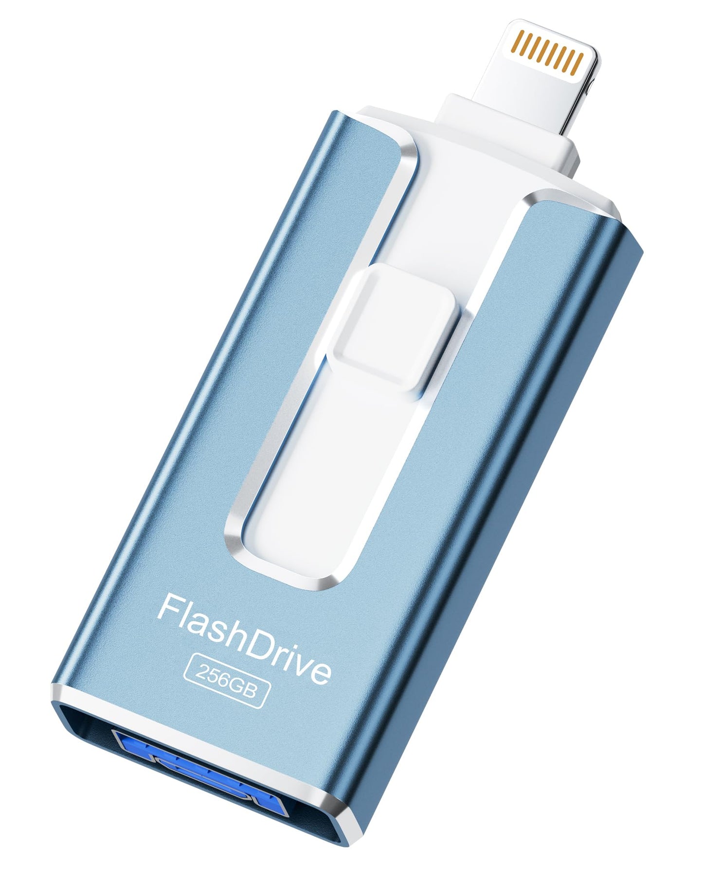 MFi Certified Flash Drive for iPhone Photo Stick USB Stick USB Drives External Picture Video Storage Memory Expansion for iPhone/Android/iPad/PC (Blue, 256GB)