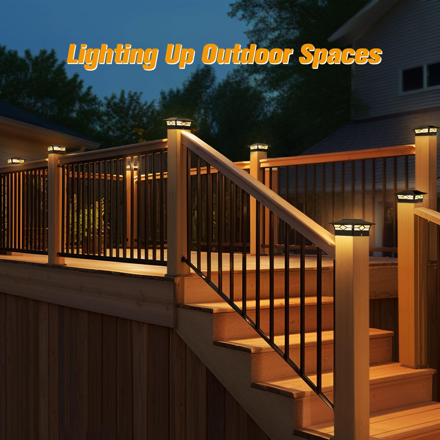 JOFIOS Solar Post Cap Lights Outdoor 6pack, Waterproof Solar Powered Deck Fence Post Lights for 4x4 Wood/Vinyl Posts, Solar Outdoor LED Light with Cool/Warm Lighting Decorate Garden Patio Porch…