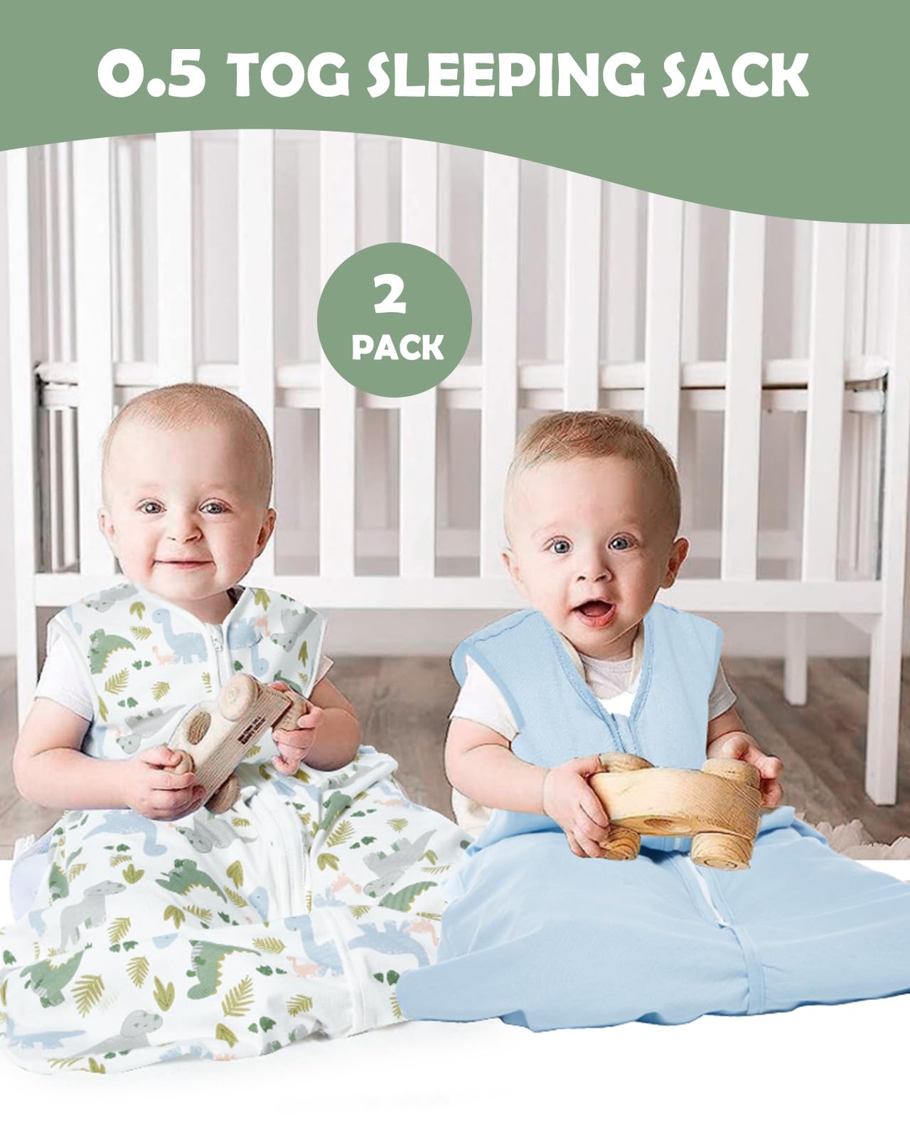 Lictin Baby Sleep Sack 0.5 Tog - 2 Pack Toddler Sleeping Sack 18-36 Months, Summer Baby Sleeping Bag for Infant & Newborn, Blue
