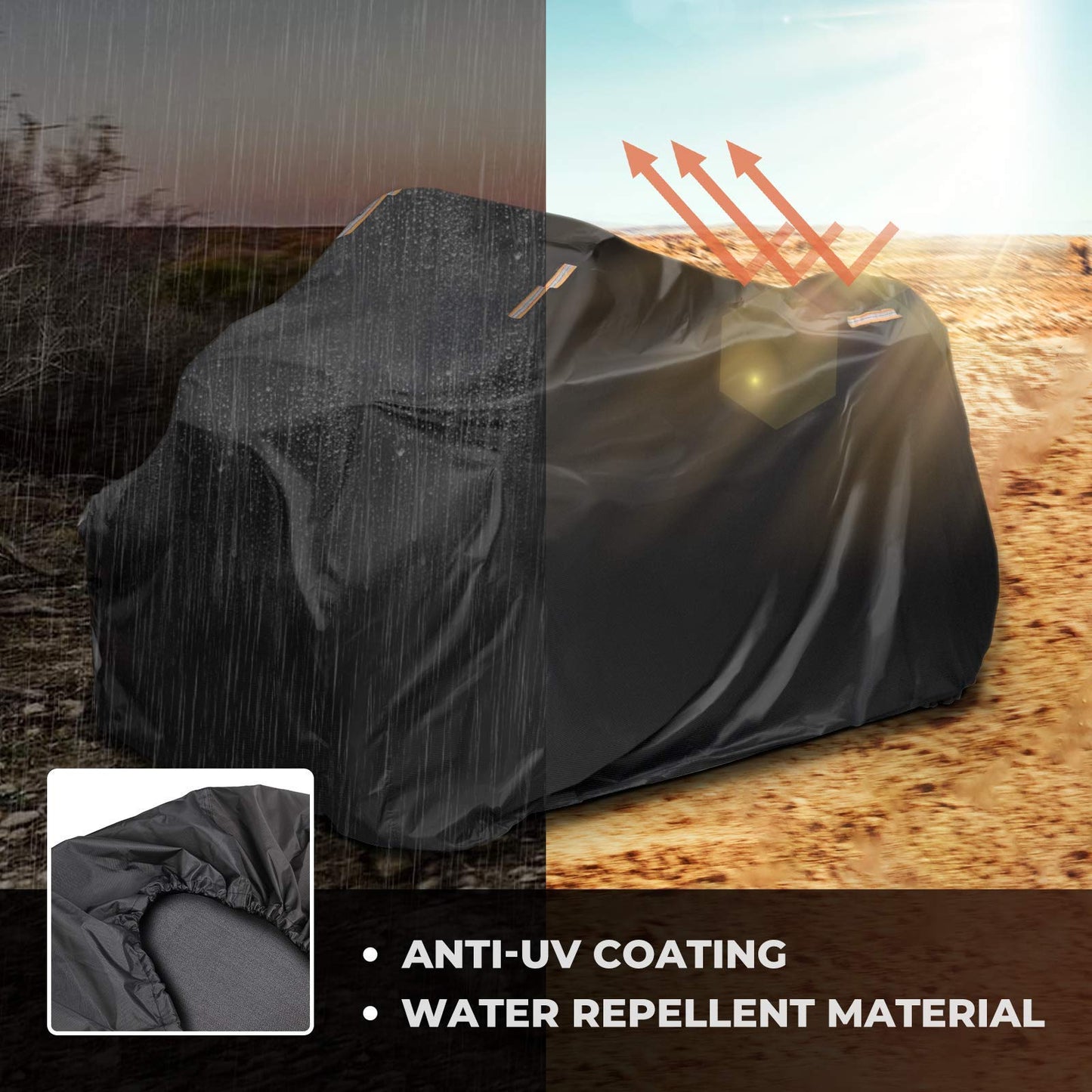 KEMIMOTO ATV Cover, Upgraded 300D Heavy Duty 4 Wheeler Cover Waterproof Windproof Compatible with Polaris Sportsman Fourtrax Grizzly Can am Kawasaki Suzuki 90'' x 43'' x 46''