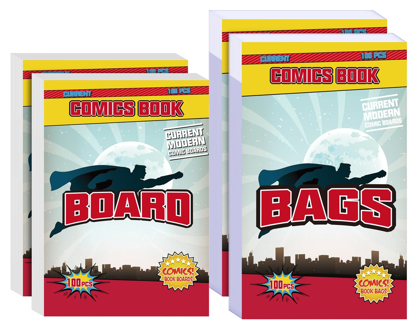KKU 200 Count Comic Book Bags and Boards, Crystal Clear Acid Free Comic Bags and Boards, Book Storage