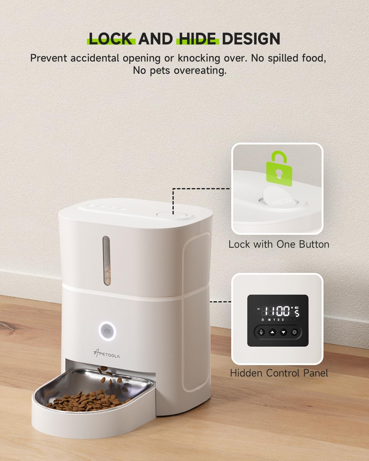Automatic Cat Feeder, 5G & 2.4G Wi-Fi Cat Food Dispenser with APP Control, 3L Timed Pet Feeder for Pet Dry Food, 1-10 Meals Per Day