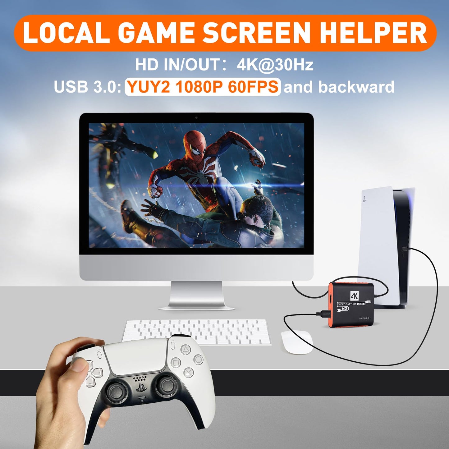 Capture Card for Nintendo Switch with 4K Pass-Through, USB3.0 1080P 60FPS HDMI Video Cam Link Game Capture for Streaming, Work with Xbox PS4 PS5 PC DSLR for OBS Twitch Live Broadcasting and Recording