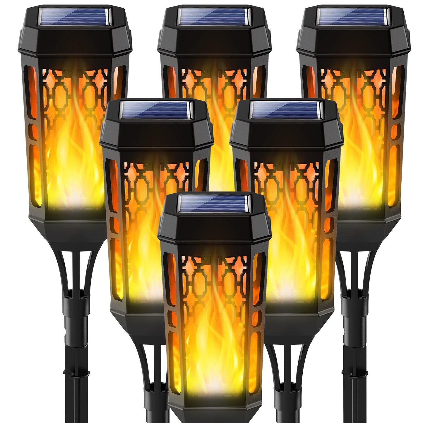 Solar Torch Flame Lights, LED Solar Lights Outdoor with Flickering Flame, IP65 Waterproof Solar Pathway Lights Landscape Decoration Lighting for Garden Lawn Patio Yard Outdoor Decorations (6)