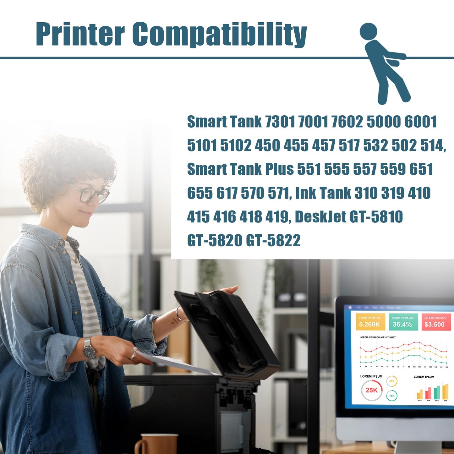 Mutikor Compatible Replacement for Hp 31 32 XL Ink Bottle Set for Smart Tank Plus 551 555 651 655, 7301 7602 7001 6001 5101 HP Printers Ink 31 and 32 XL(3Black, 3Color)
