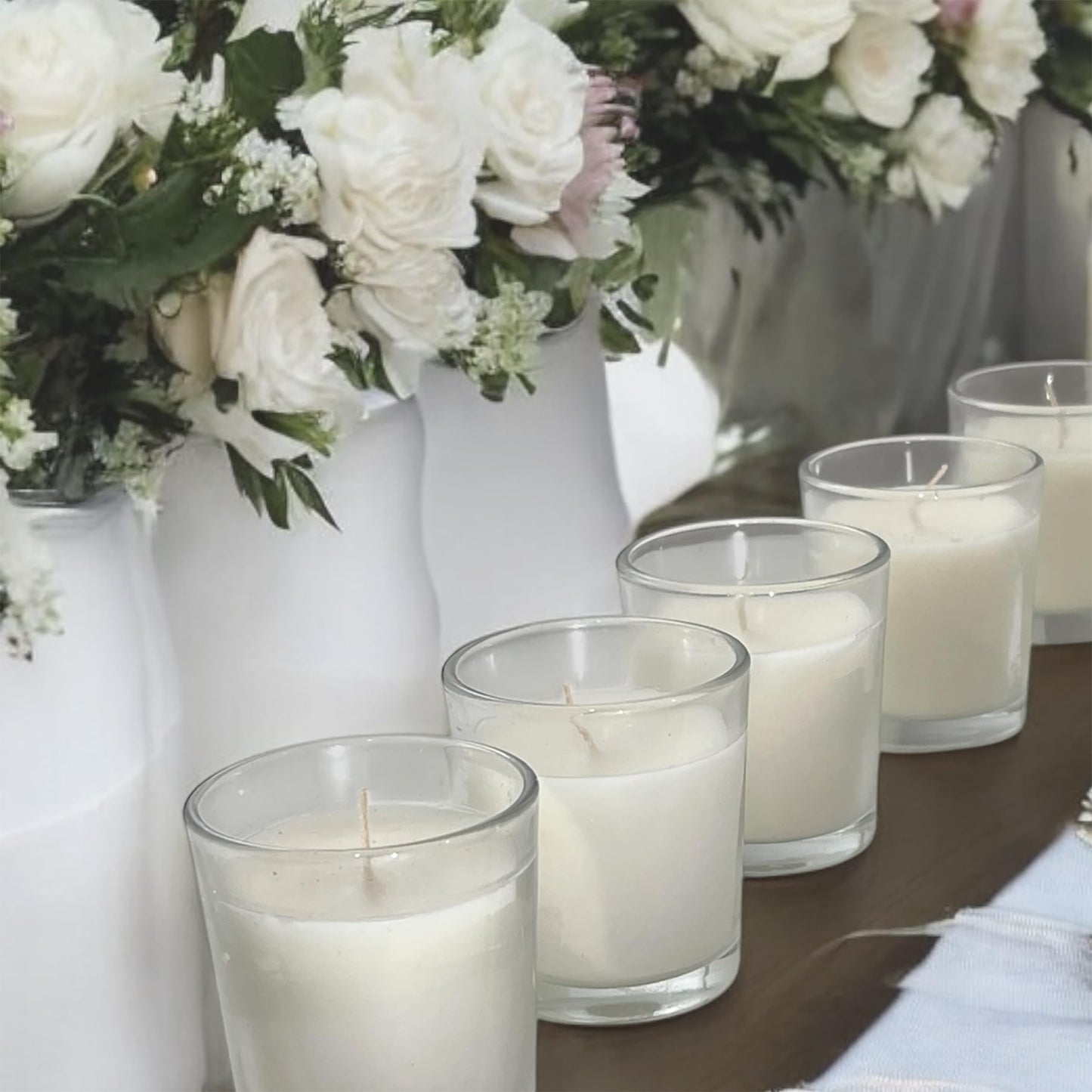 Stonebriar Unscented Votive Candles – 12 Hour Long Burning, Clear Glass Holders, Wax Filled, Bulk Set for Weddings, Events, Home Decor, Emergency Use, White, 48 Count