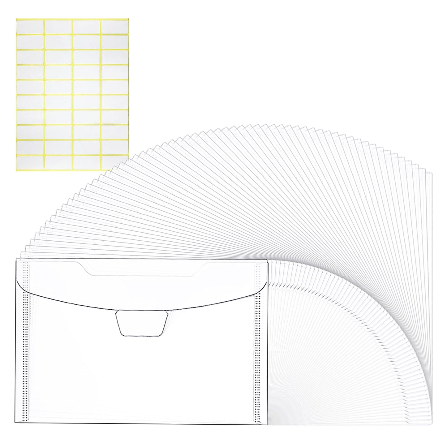 60 Pack 5x7 Clear Plastic Envelopes for Cash, Photo, Paper Document, Card Storage, Small Money Saving Holder with Slide-on Seal Closure, Waterproof Plastic File Folder, for School and Office Supplies