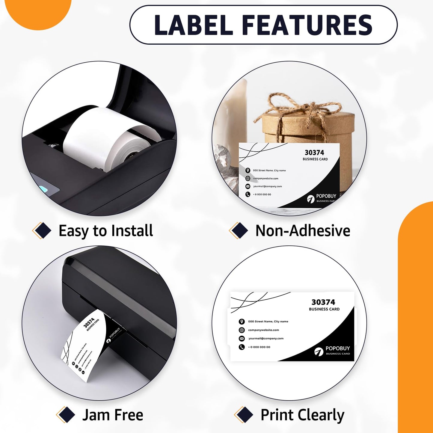 6 Roll (300 Labels/per) Compatible for Dymo 30374 White 2x3-1/2 Business/Appointment Cards Stock Non-Adhesive Label Printer Tape for LabelWriter 450, 450 Turbo, 4XL Printers [NOT FIT 550 & 5XL]