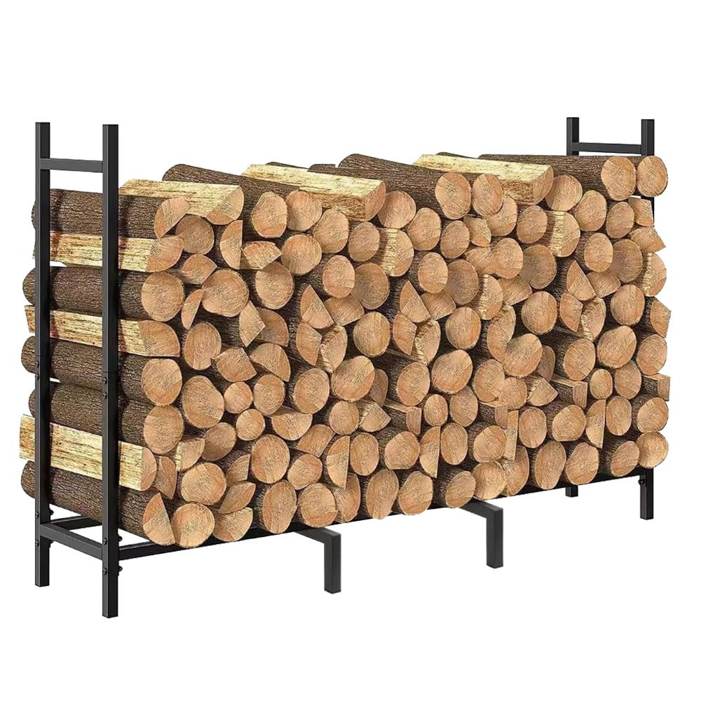 4ft Firewood Rack Fire Wood Stand Holder, Fire-Resistant Wooden Support, Outdoor And Indoor Fireplace Frame Used For Storing Wood，Black