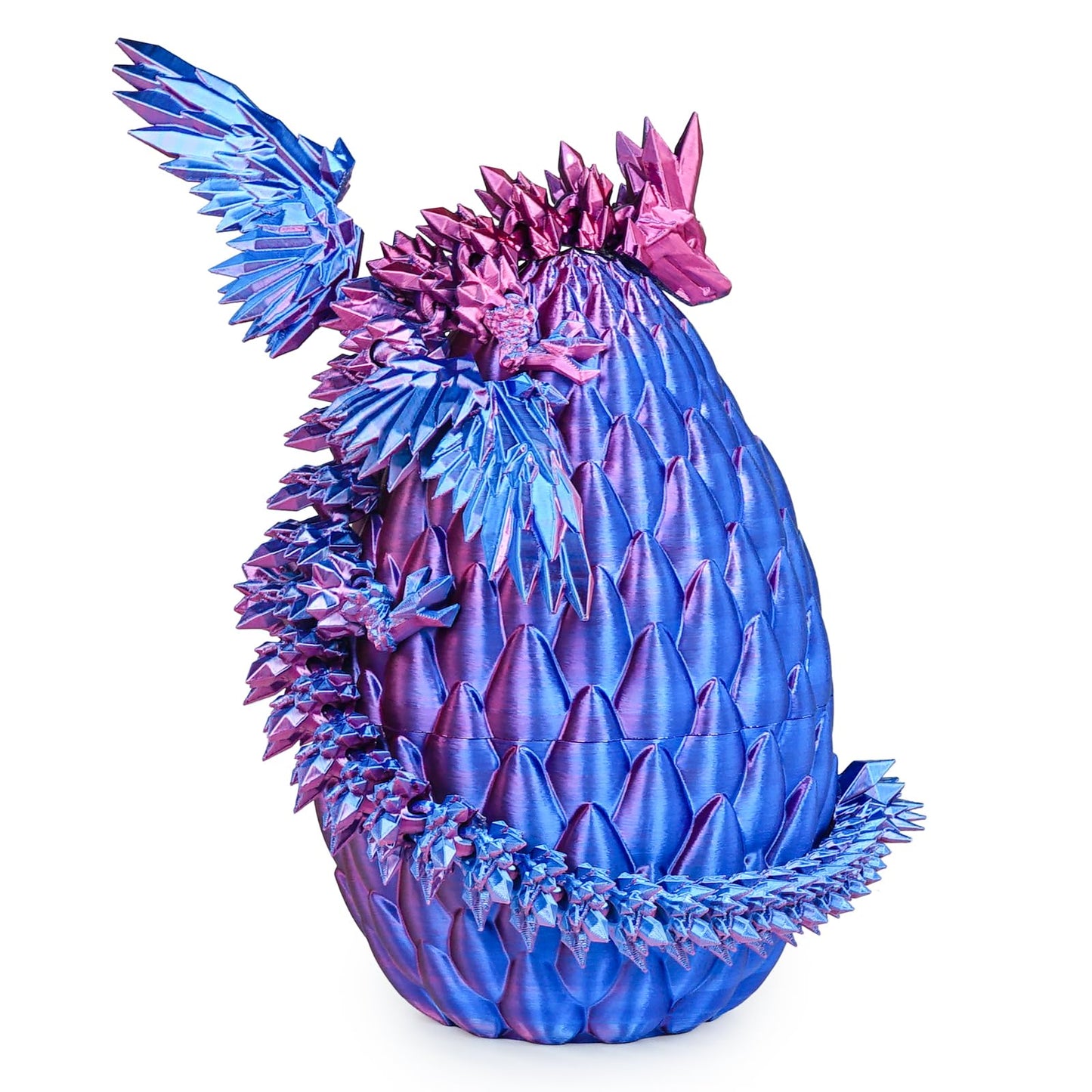 Flying Dragon Eggs, 3D Printed Dragon Egg with Articulated Dragon Inside, Toys for Kids, Home Decor, Creative Ornaments, Birthday Gifts for Kids(Blue Purple,Large)