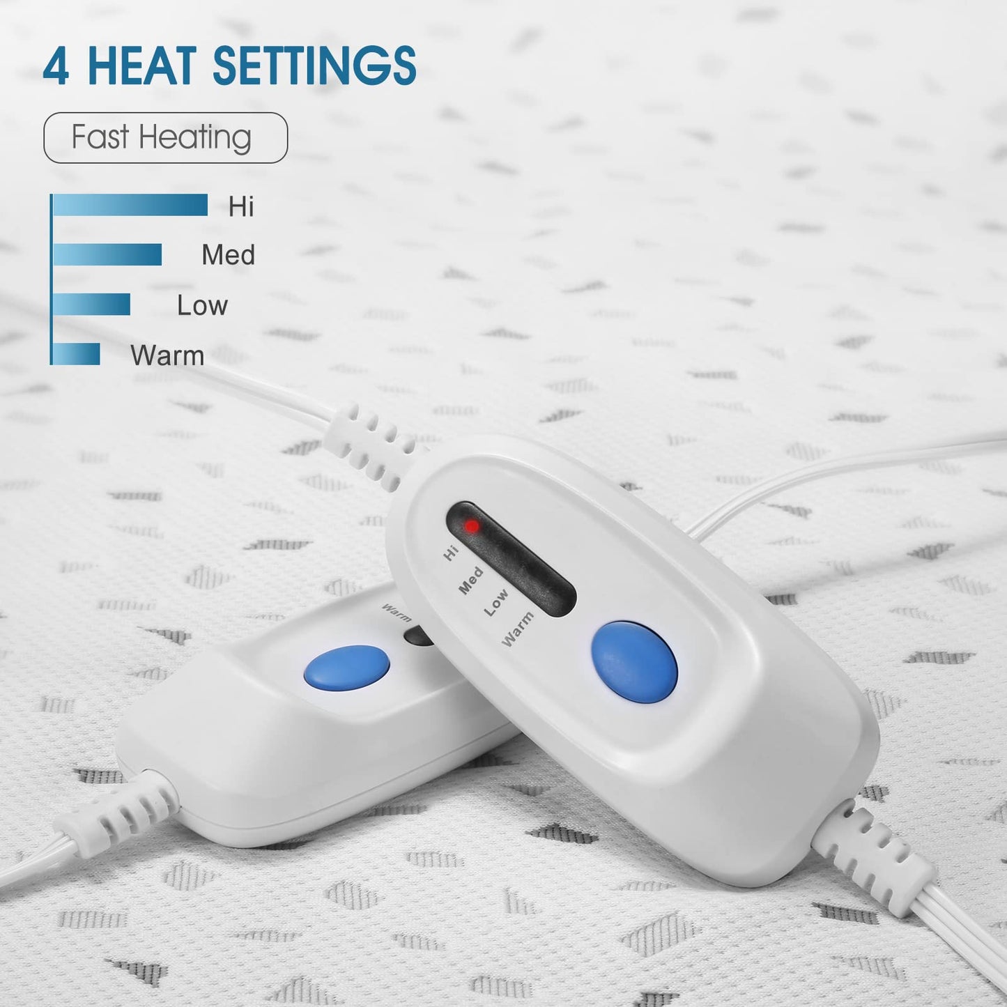 Heated Mattress Pad Queen Size 60" x 80", Electric Underblanket Mattress Cover Bed Warmer Fit up to 15" Deep Pocket, Dual Control with 4 Heat Settings, Auto Off & Fast Heating & Machine Washable