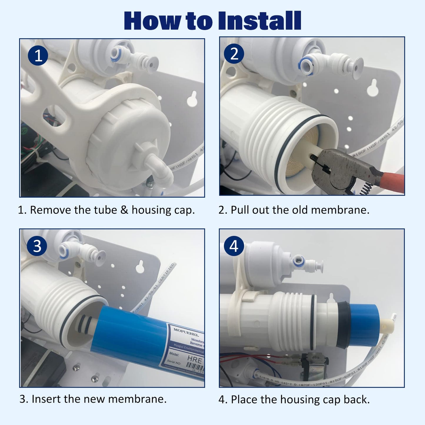 MOPUEHEL 400 GPD RO Membrane, Reverse Osmosis Membranes, RO Membrane Filter Replacement, RO Buddie Replacement Filters, RODI Membrane Replacement Cartridges for Reverse Osmosis Water System (1 Pack)