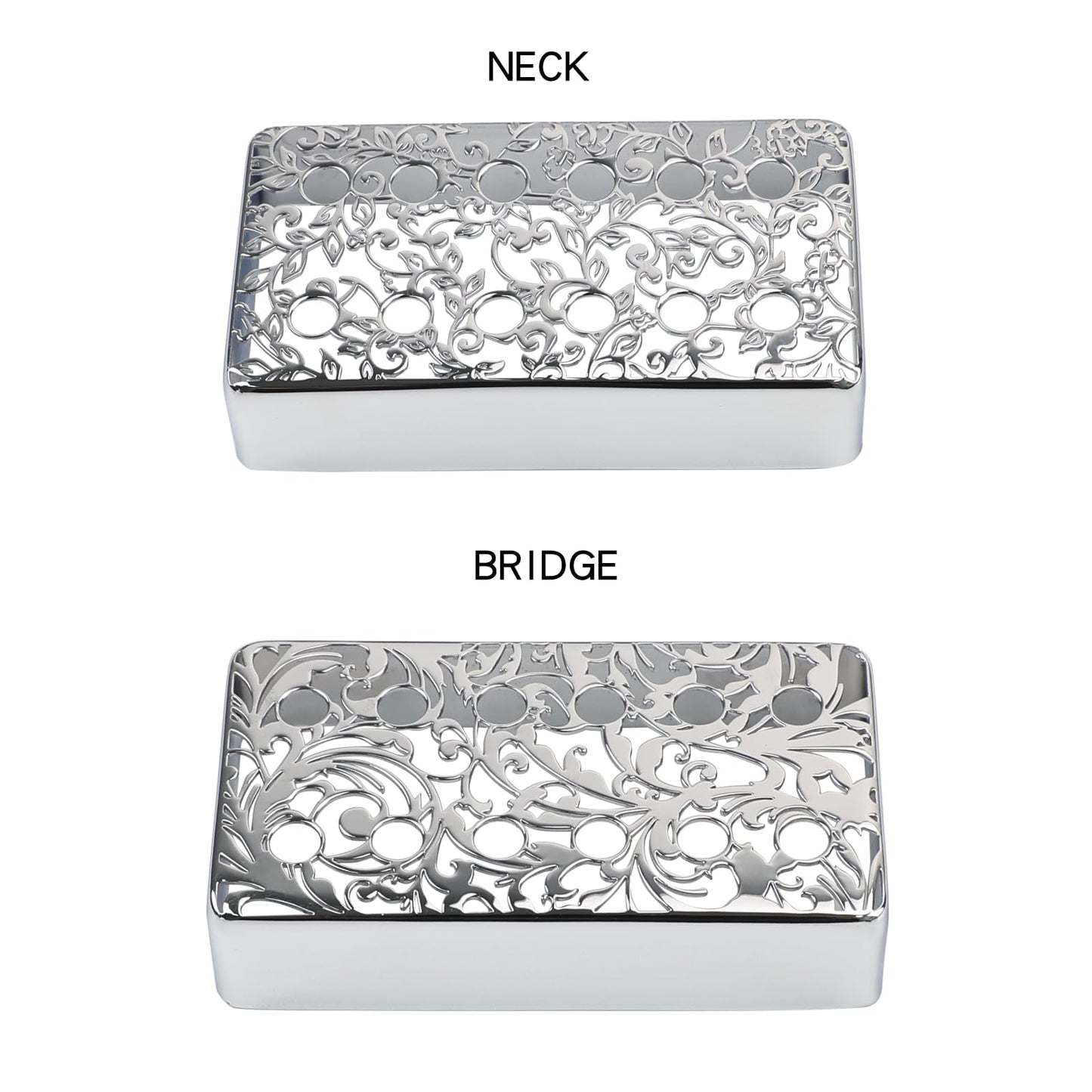 OVSAL 2 PCS Guitar Pickup Covers Chrome 50mm/52mm Pole Spcing Pickup Covers Brass Humbucker Guitar Pickup Cover Neck Bridge Pickup Covers for Epiphon Les Paul Lp Electric Guitar