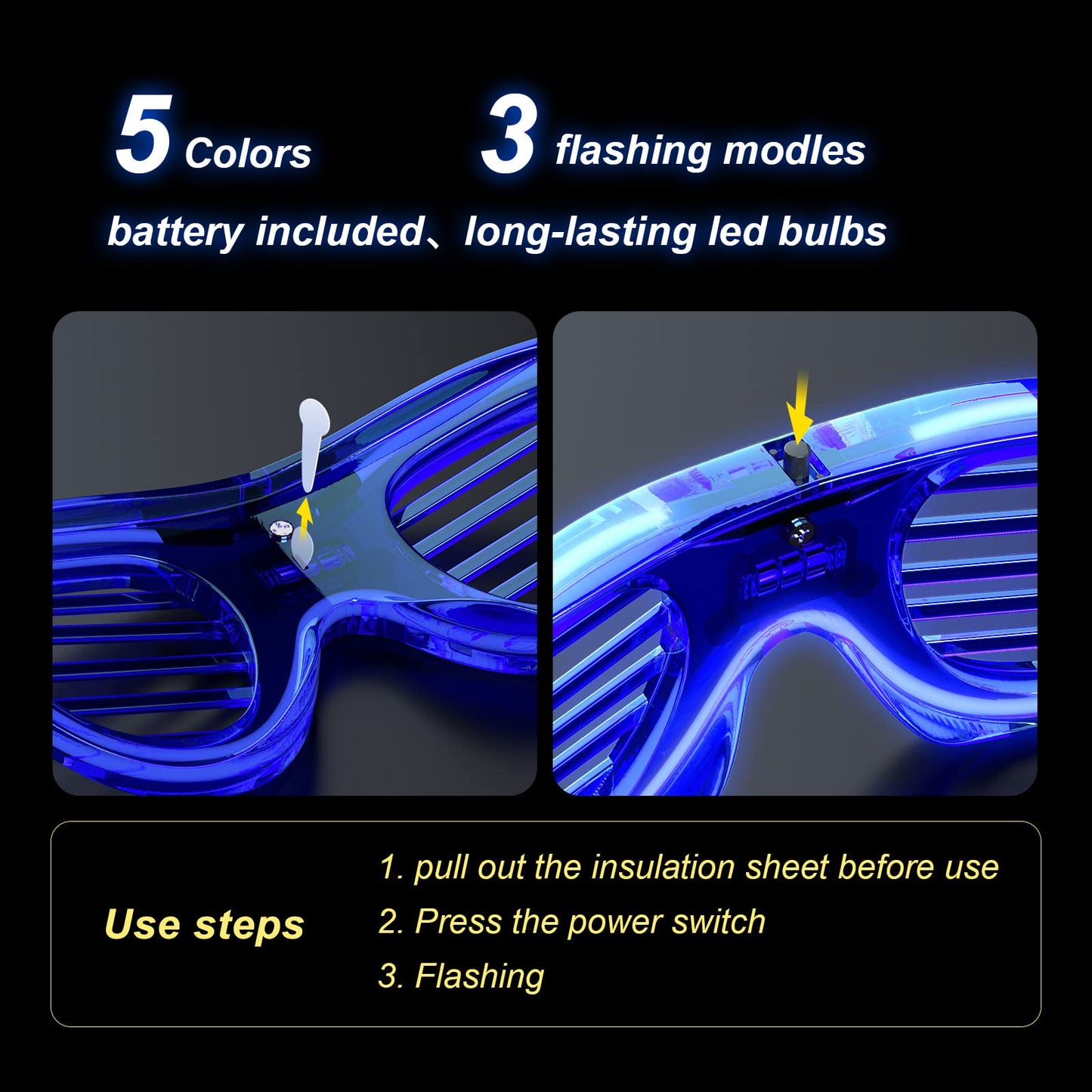 30 Pack LED Glasses Neon glow in the dark party supplies Favor for Kids Adult Glow sticks Light Up Glasses