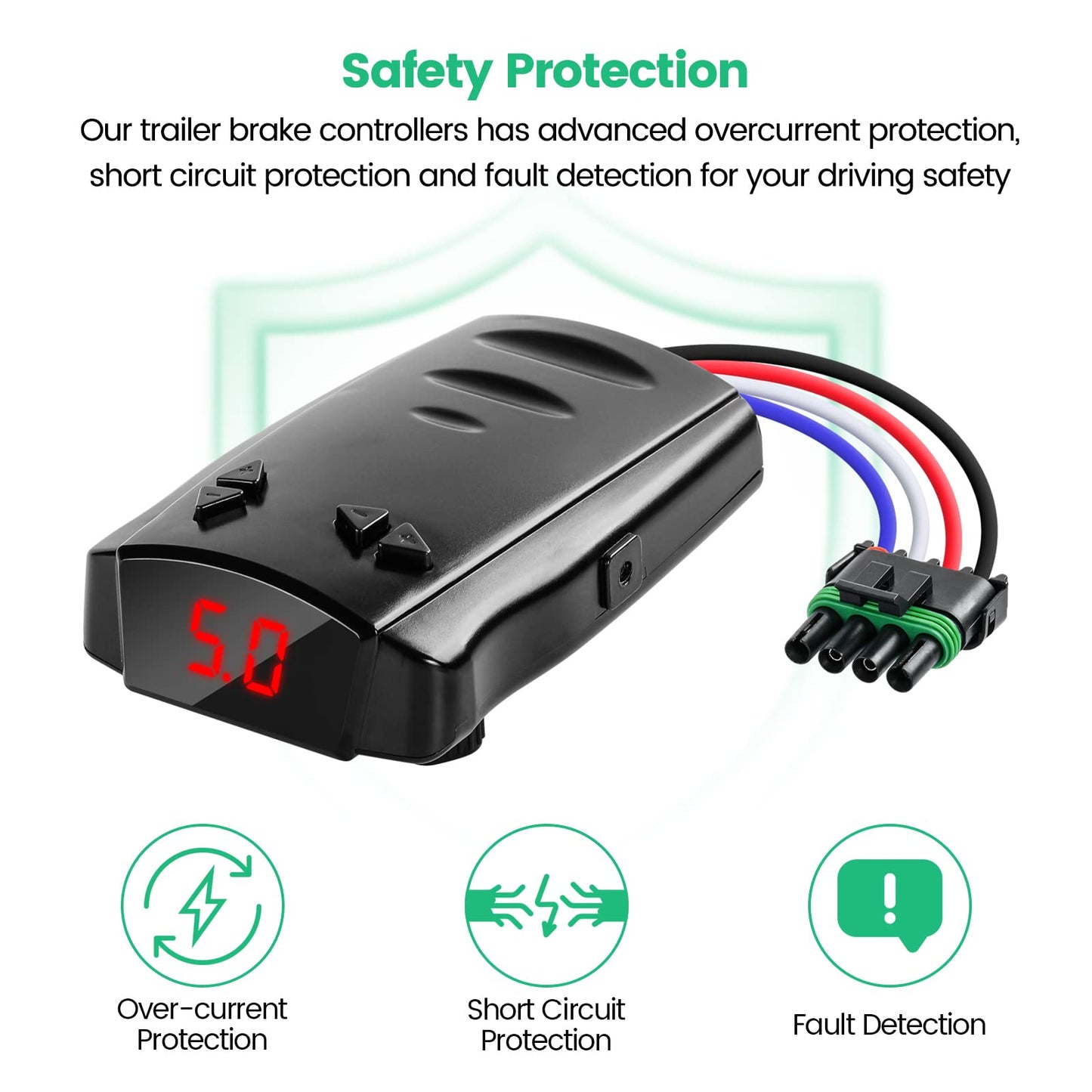 briidea Trailer Brake Controller, Time-Delay Brake Controller for 1-4 Axle Trailers, Safety Protection with Overload/Short-Circuit Alerts for Light-Duty & Occasional Towing