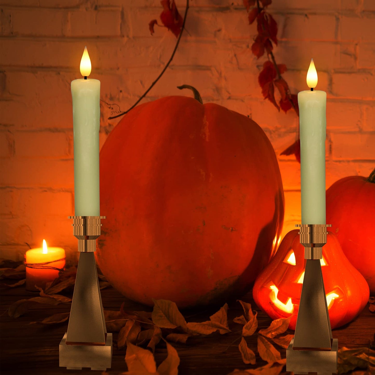 Real Wax LED Flameless Taper Candles with Remote Timer, 6.4 Inch Ivory LED Candlesticks Battery Operated with 3D Flickering Flame for Christmas Window Halloween Wedding Party Home Decor