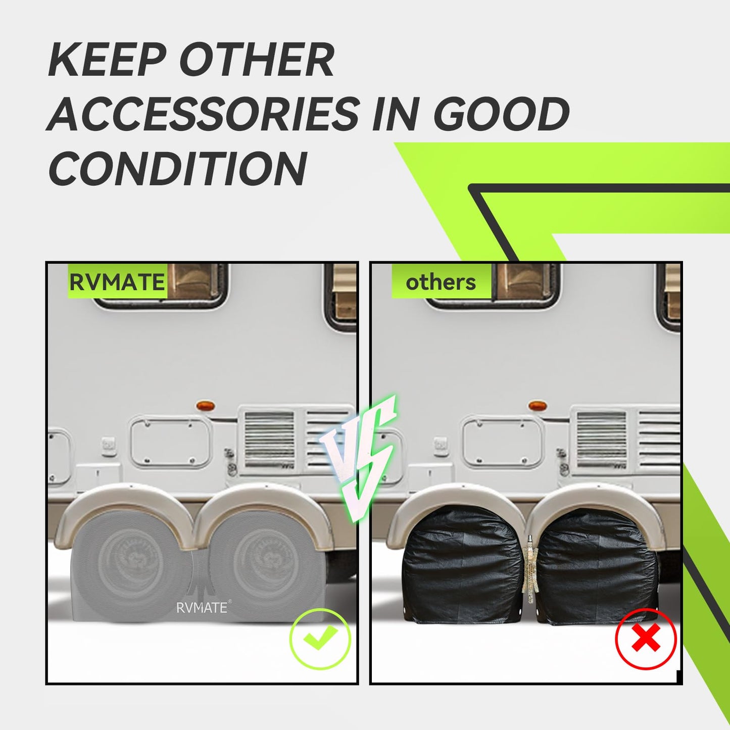 RVMATE RV Tire Covers, Dual Axle Wheel Cover (2 Pack) Fits 27"-30" Diameter Tires, Waterproof Anti-UV Grey Dual Tire Covers RV Accessories for Truck/Trailer