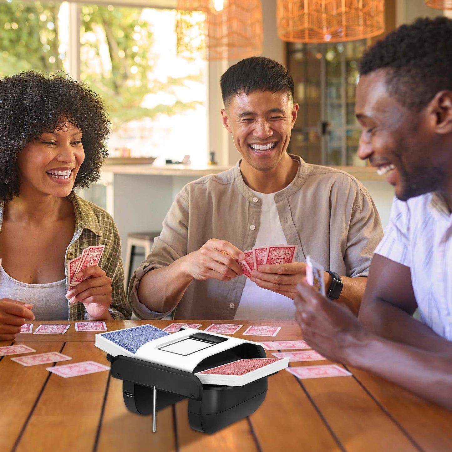 BATURU Rechargeable Automatic Card Shuffler 2 Deck with Built-in 2000 mAh Battery – Fast, Reduced Jams, Low Noise, Compact & Lightweight, Ideal Uno Card Shuffler for Game Nights, Travel, and Parties