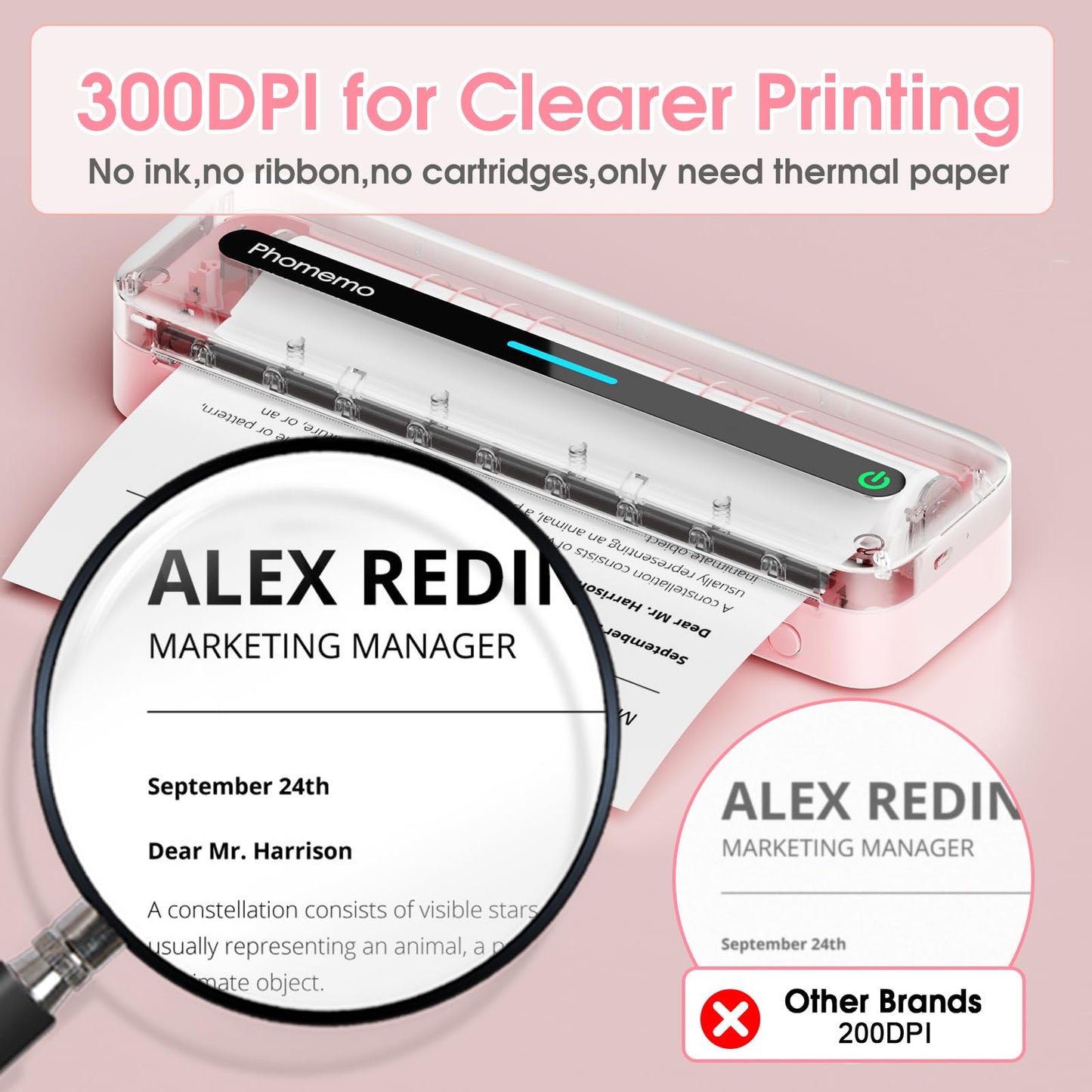 Phomemo M832 Portable Printer, Inkless Thermal Printer, Portable Printers Wireless for Travel, Support 8.5" X 11" & A4 Thermal Paper, Bluetooth Mobile Printer Compatible with iPhone Android Laptop